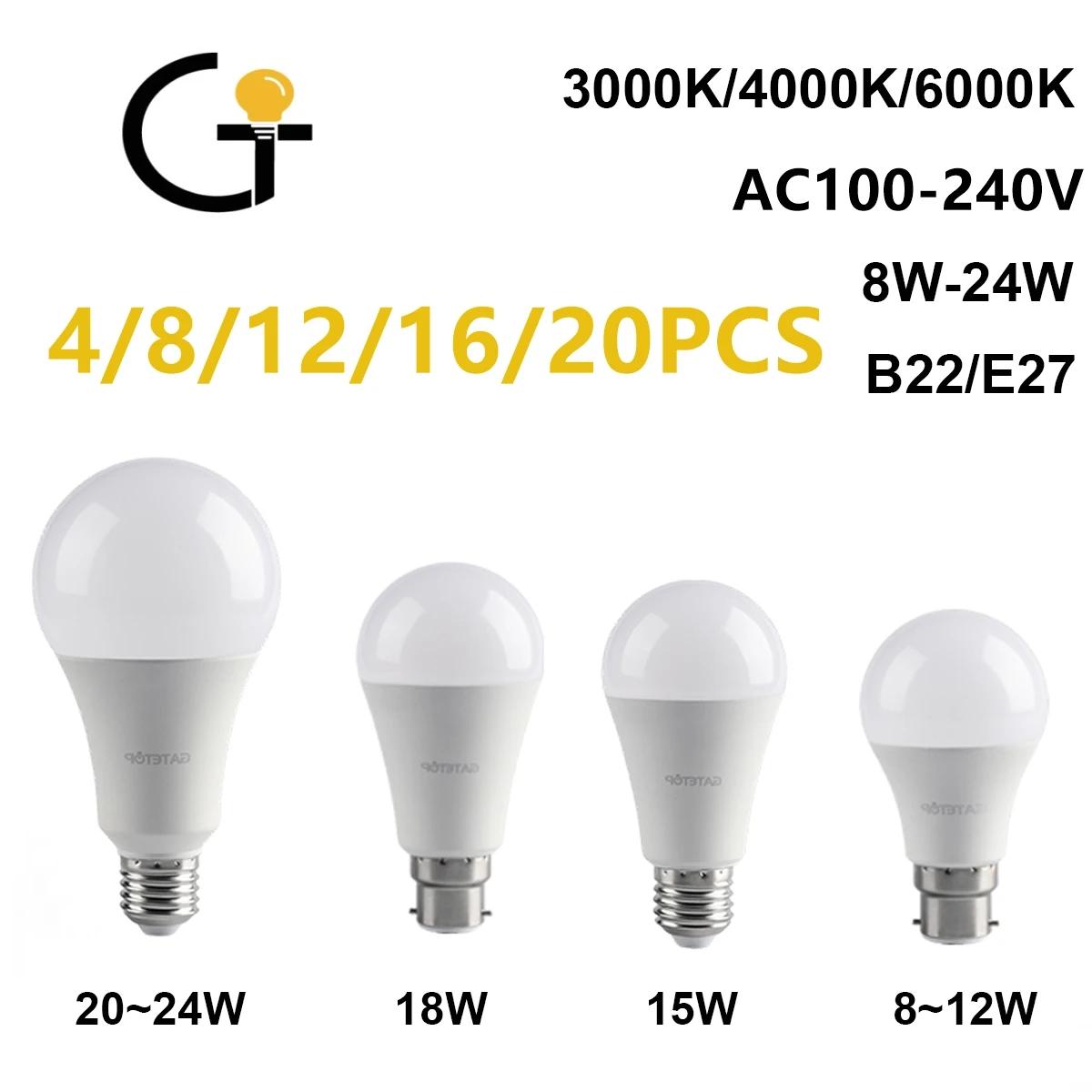 LED    , E27 B22 Ʈ,   8W-24W Ʈκ ,   , AC110V, AC220V, 4-20 